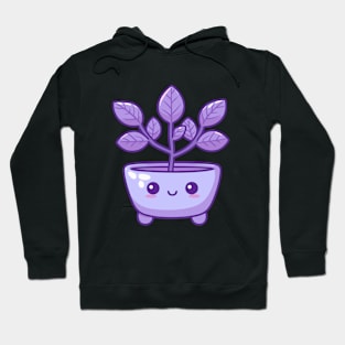 Cute Plant in a Pot | Decorative House Plant in Kawaii Style | Design for Kawaii Plant Lovers Hoodie